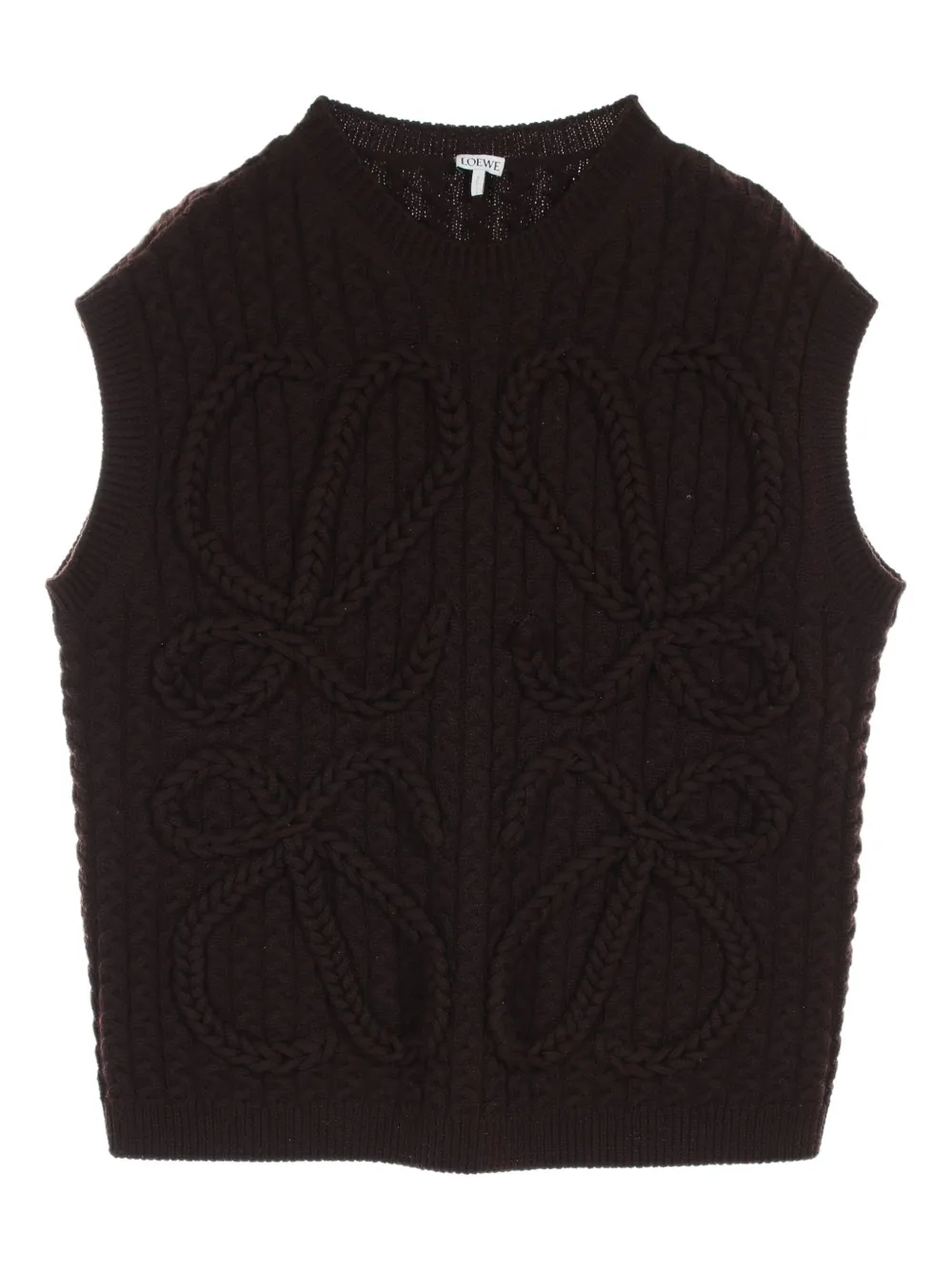 Pre-owned Loewe 2010 Anagram Cable-knit Vest In Brown