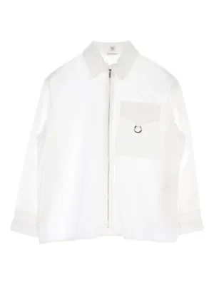 Hermès Pre-Owned 2010s ruffle-detail zip-up Shirt | White