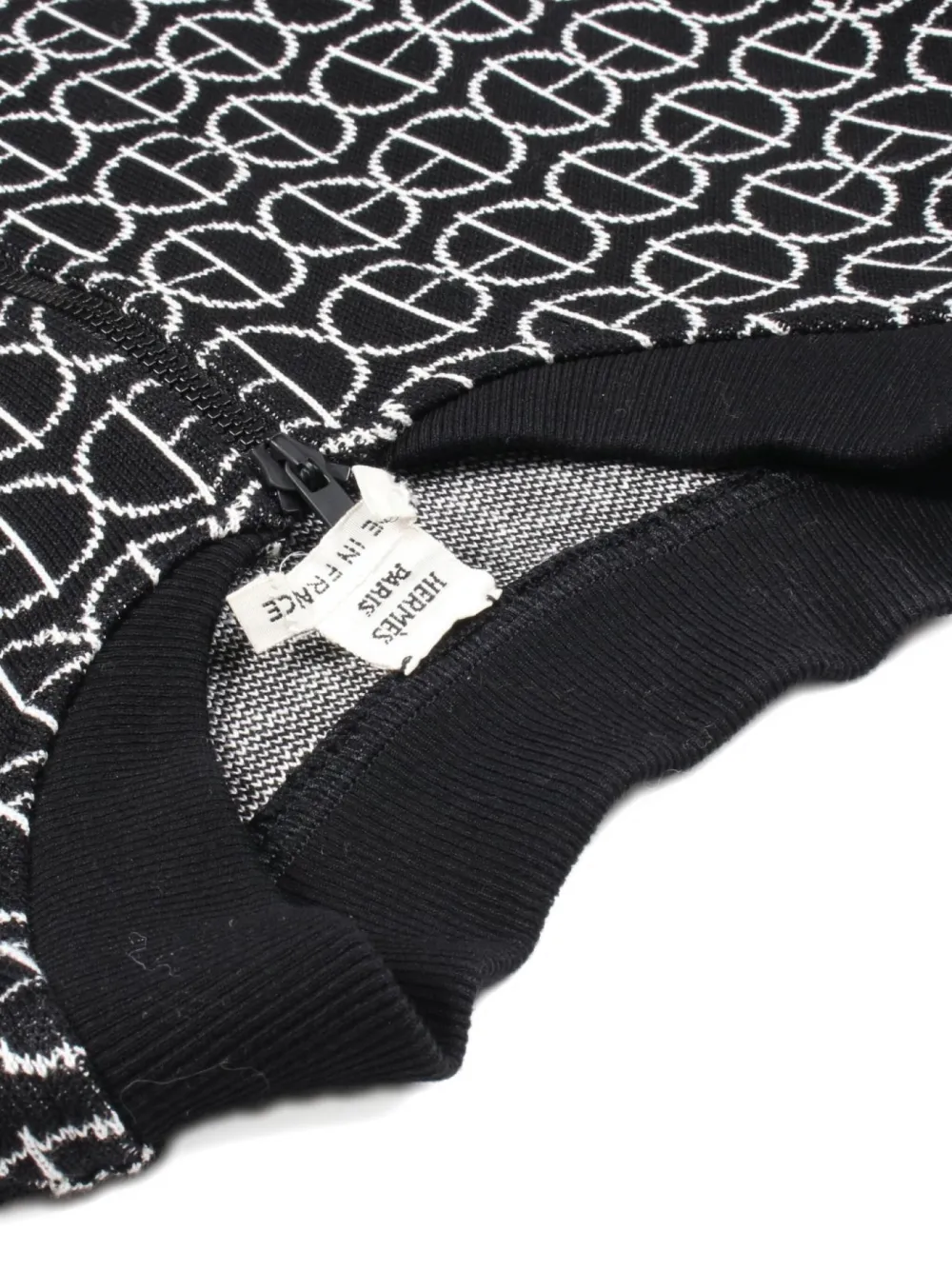 Pre-owned Hermes 2010s Half-zip Patterned Dress In Black