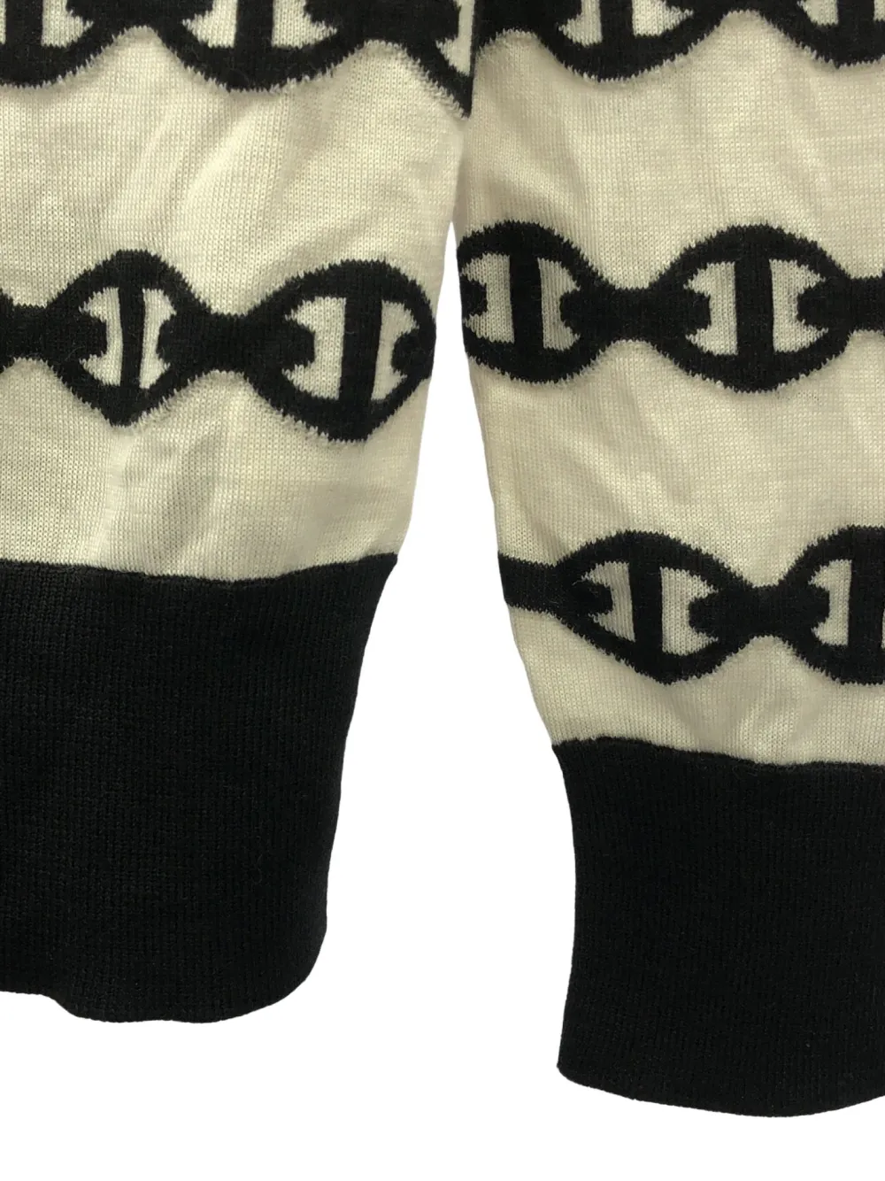 Pre-owned Hermes 00s Chain Pattern Cashmere Top In White