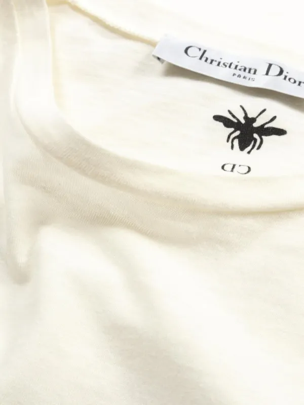 Christian Dior Pre-Owned 2010s bee-motif crew-neck t-shirt | White
