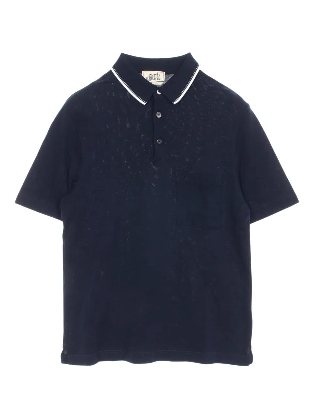 Hermès Pre-Owned 2010s embroidered-pocket polo shirt | Blue | Image 1