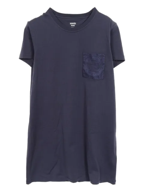 Hermès Pre-Owned 2010s embroidered-pocket dress