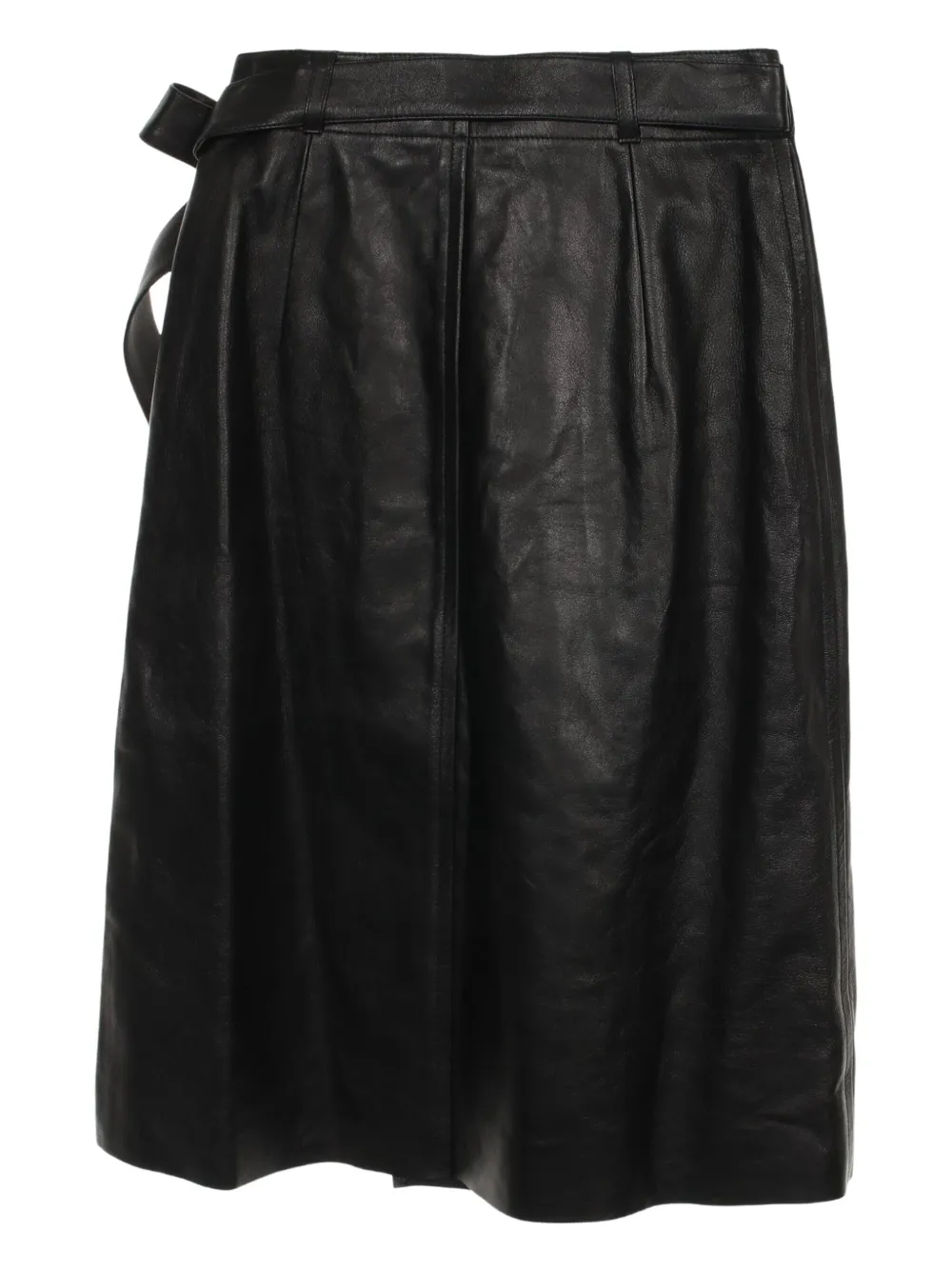 Christian Dior Pre-Owned 2010s leren midi-rok met D-gesp - Zwart