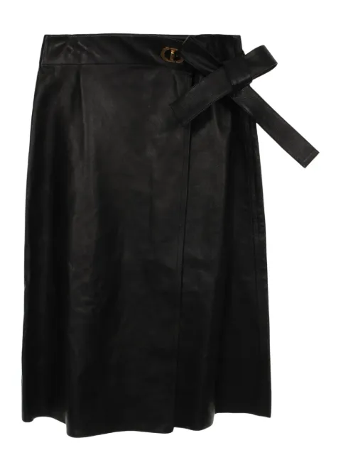 Christian Dior Pre-Owned تنورة ميدي جلد بمشبك D من عقد 2010