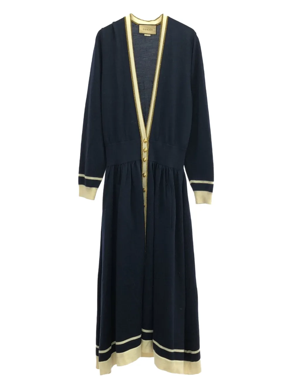 Pre-owned Gucci 2010s Wool Midi Dress In Blue