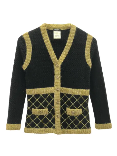 CHANEL Pre-Owned cárdigan tejido de canalé con motivo de rombos 2010