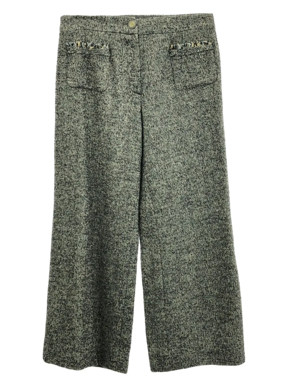 Pre-owned Chanel 10s Silk Trousers In Green
