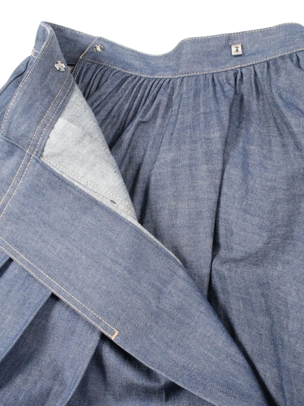 Pre-owned Dior 2010s Pleated Denim Skirt In Blue