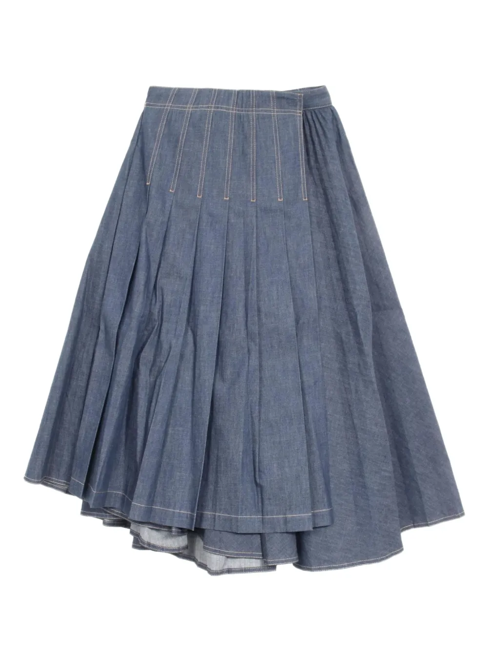 Pre-owned Dior 2010s Pleated Denim Skirt In Blue