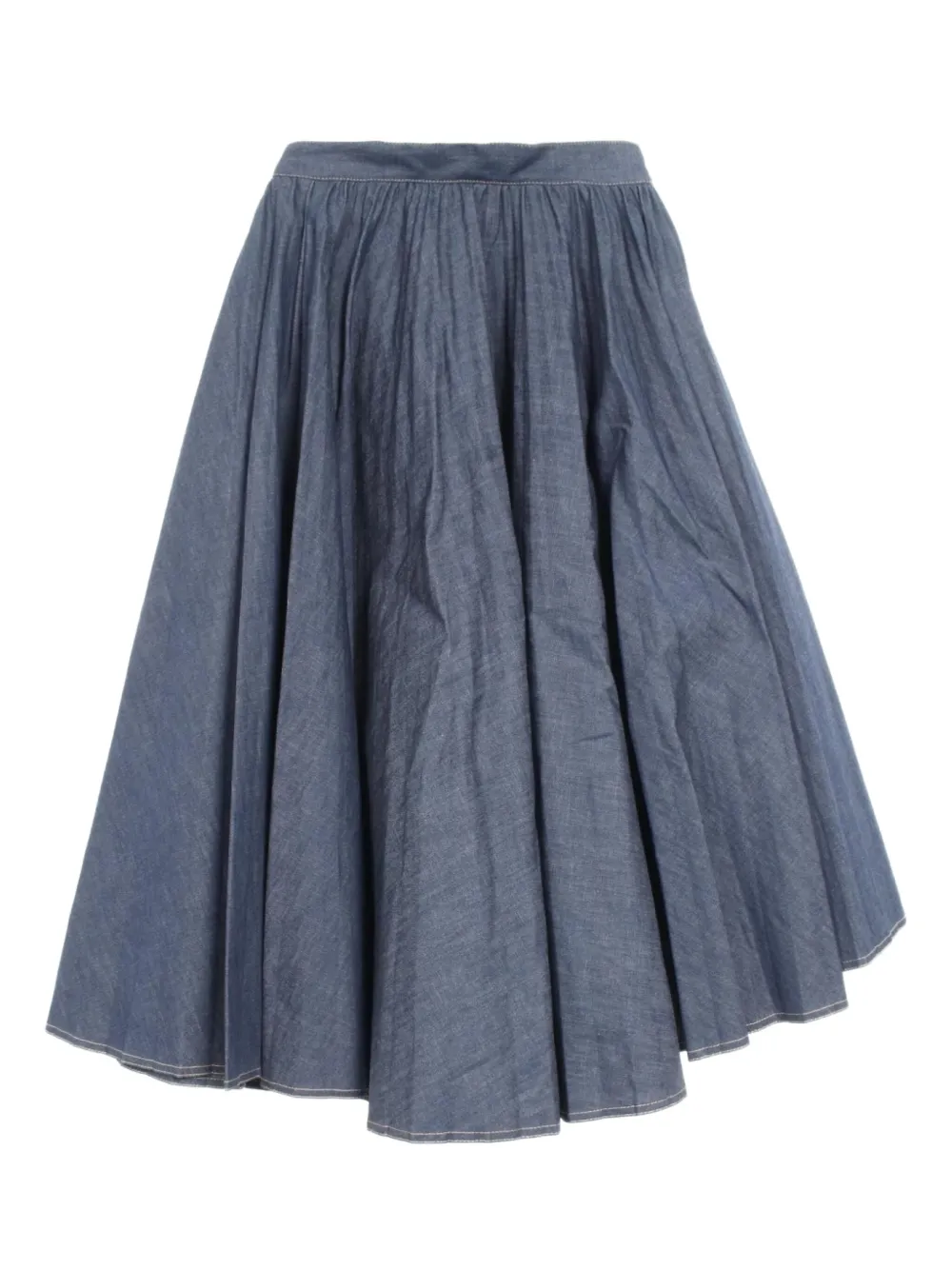 Pre-owned Dior 2010s Pleated Denim Skirt In Blue
