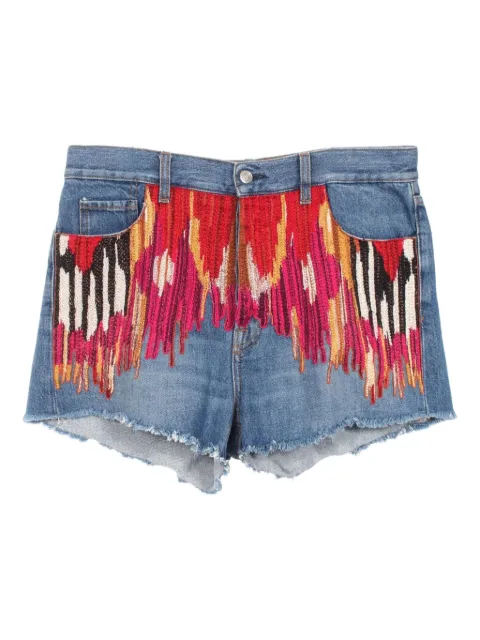 Etro Pre-Owned 2010s bead-embroidery denim shorts