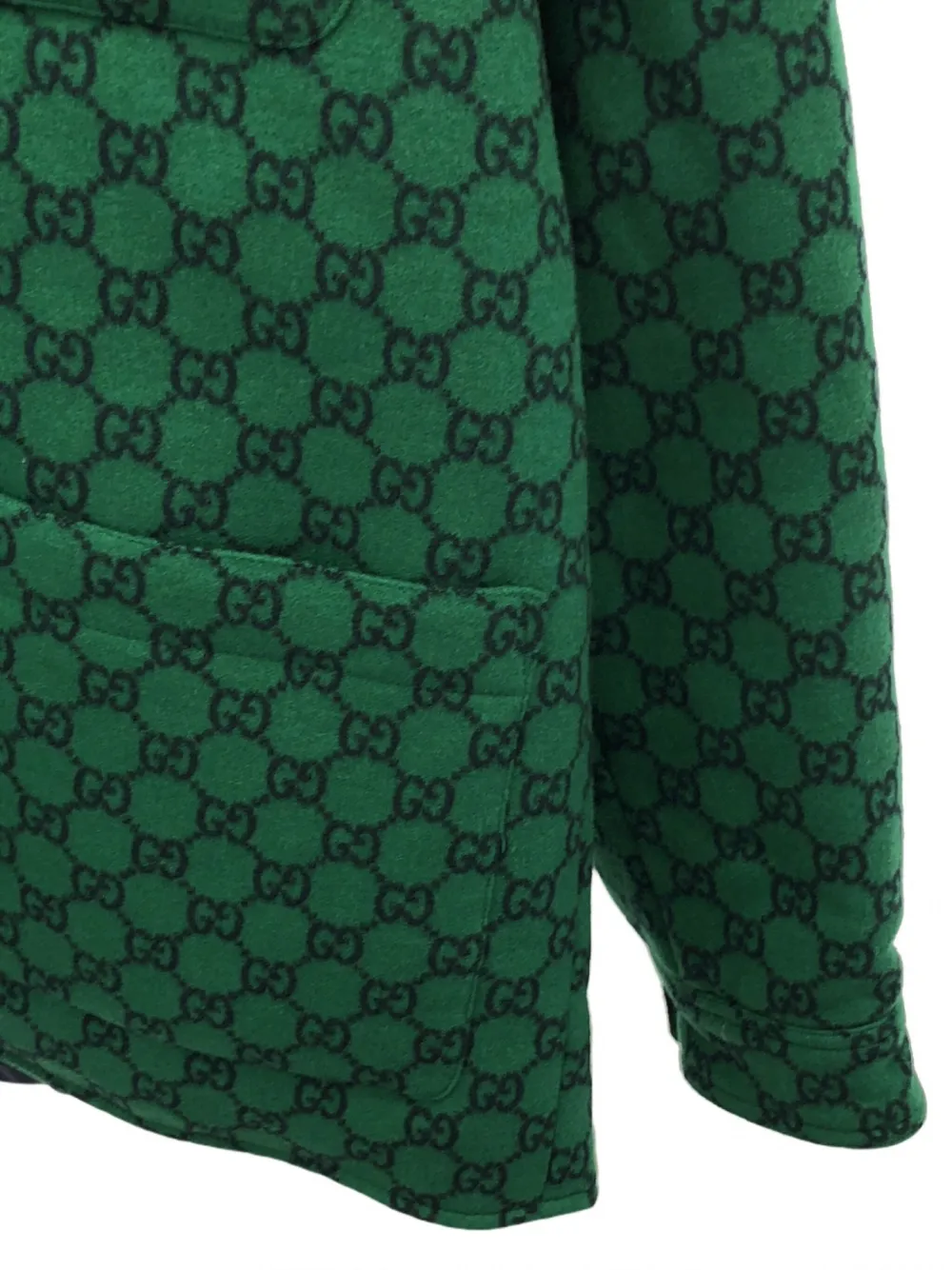 Pre-owned Gucci 2010s Gg-pattern Wool Jacket In Green