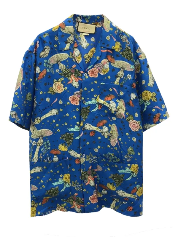 Gucci Pre-Owned x Yuko Higuchi 2010s Printed Silk Shirt Blue FARFETCH IN