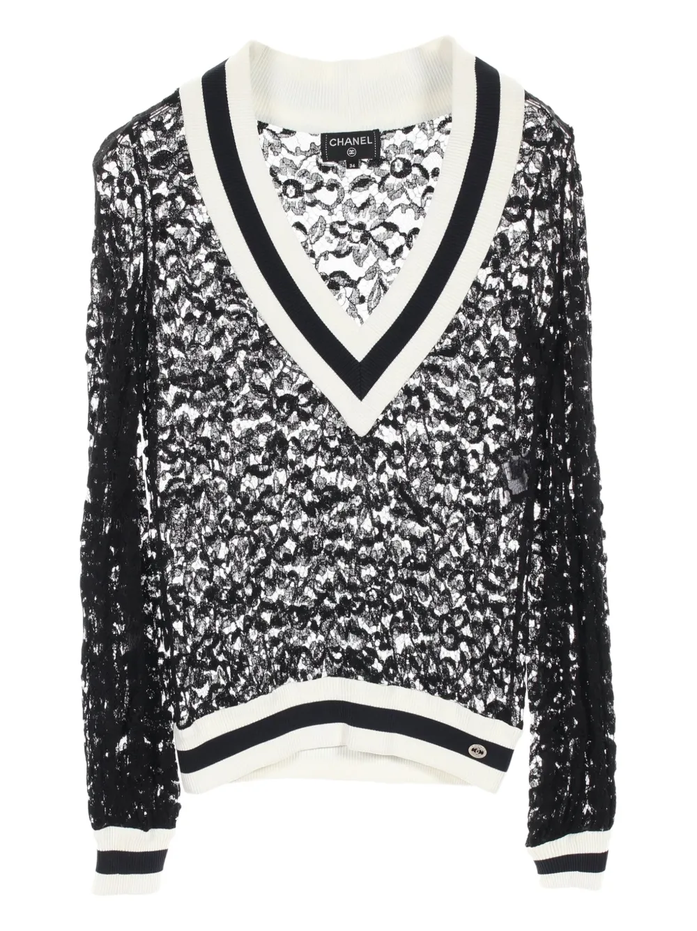 Pre-owned Chanel 1986-1988 Tilden V-neck Jumper In Black