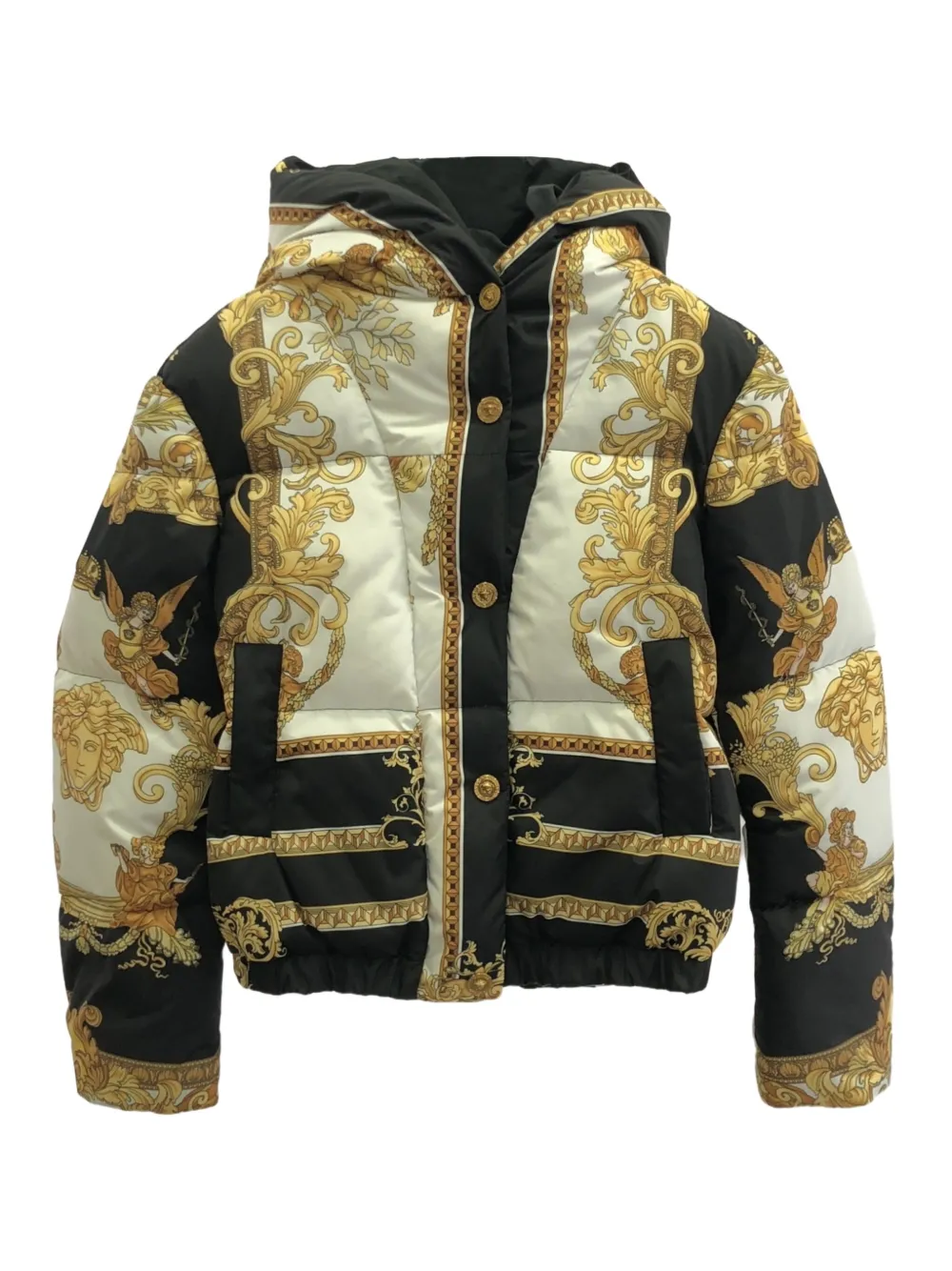 Pre-owned Versace 2010s Baroque-print Padded Jacket In Black