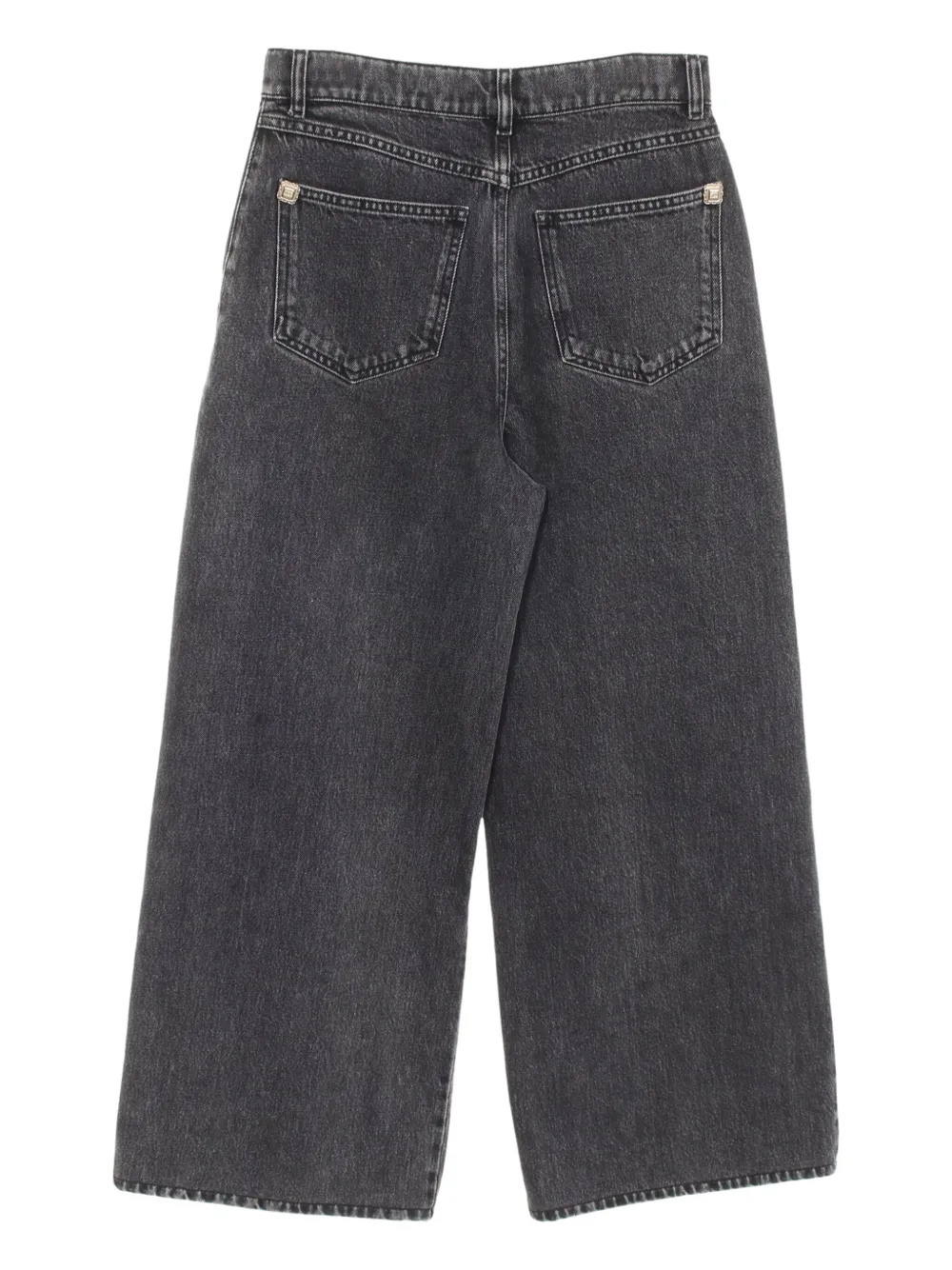 Pre-owned Chanel 1986-1988 Button-fastening Wide-leg Trousers In Gray