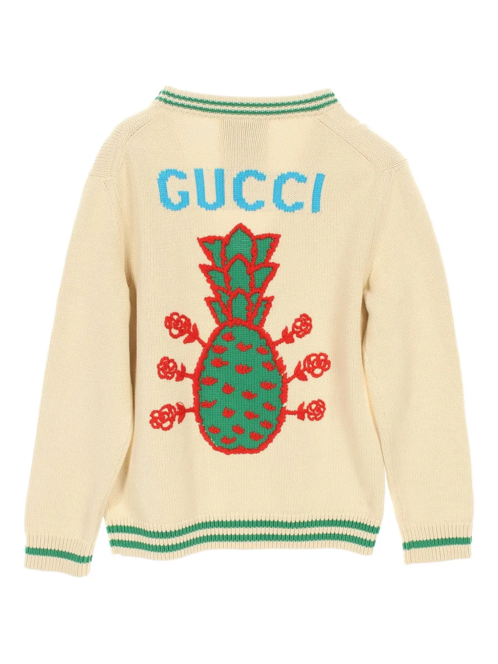 Pre-owned Gucci 2010s Pineapple-embroidery Cardigan In Neutral