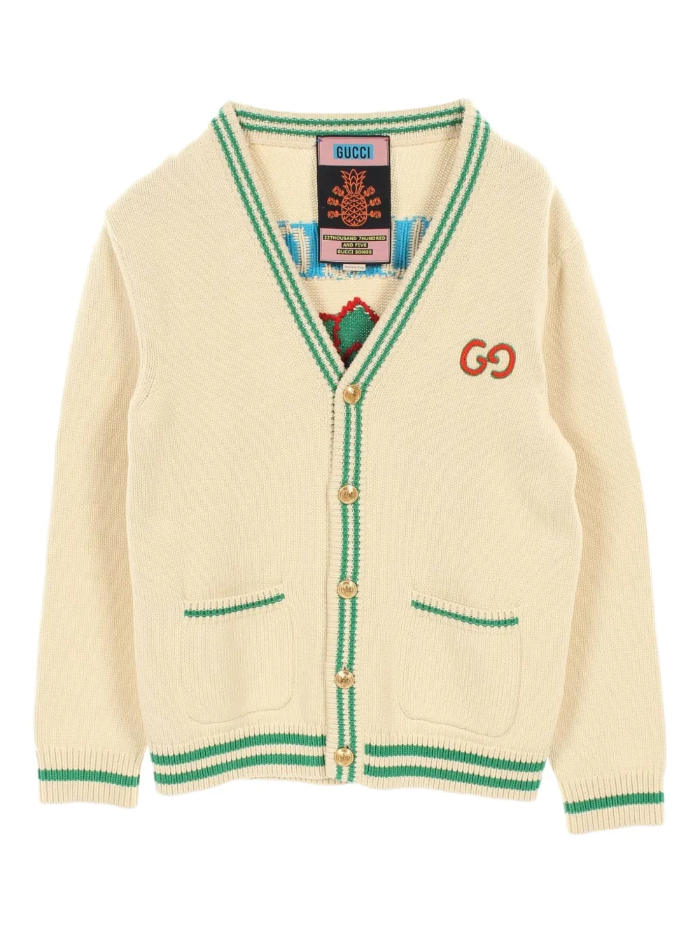 Gucci Pre-Owned 2010s pineapple-embroidery cardigan | Neutrals | Image 1