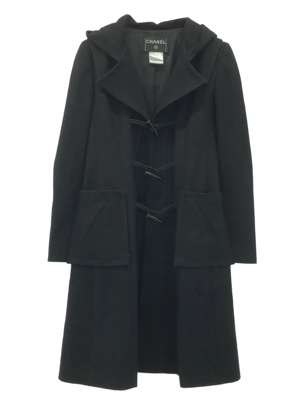 Pre-owned Chanel 2010s Wool Toggle-fastening Coat In Black