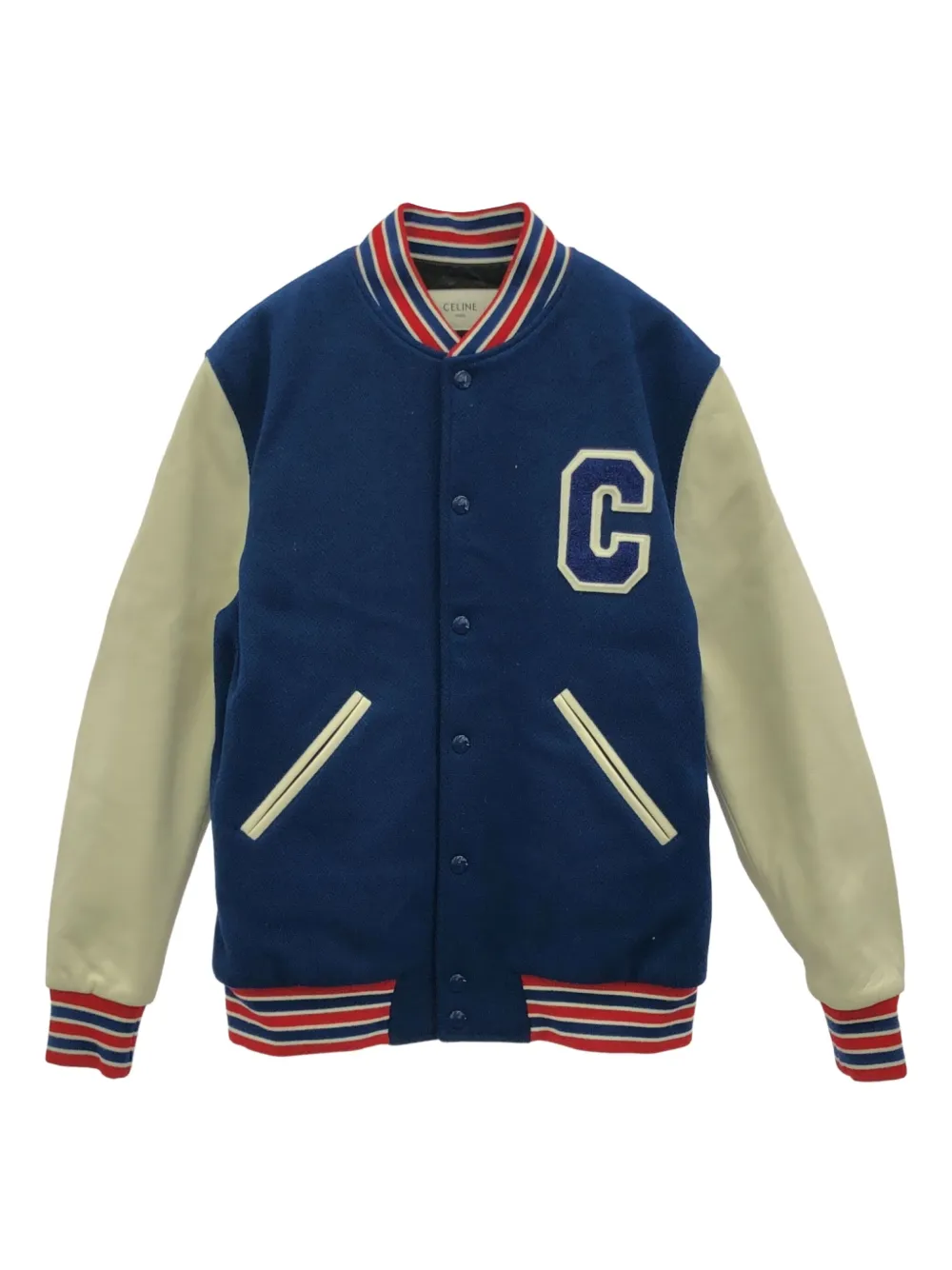 Pre-owned Celine 2010s Wool Varsity Jacket In Blue