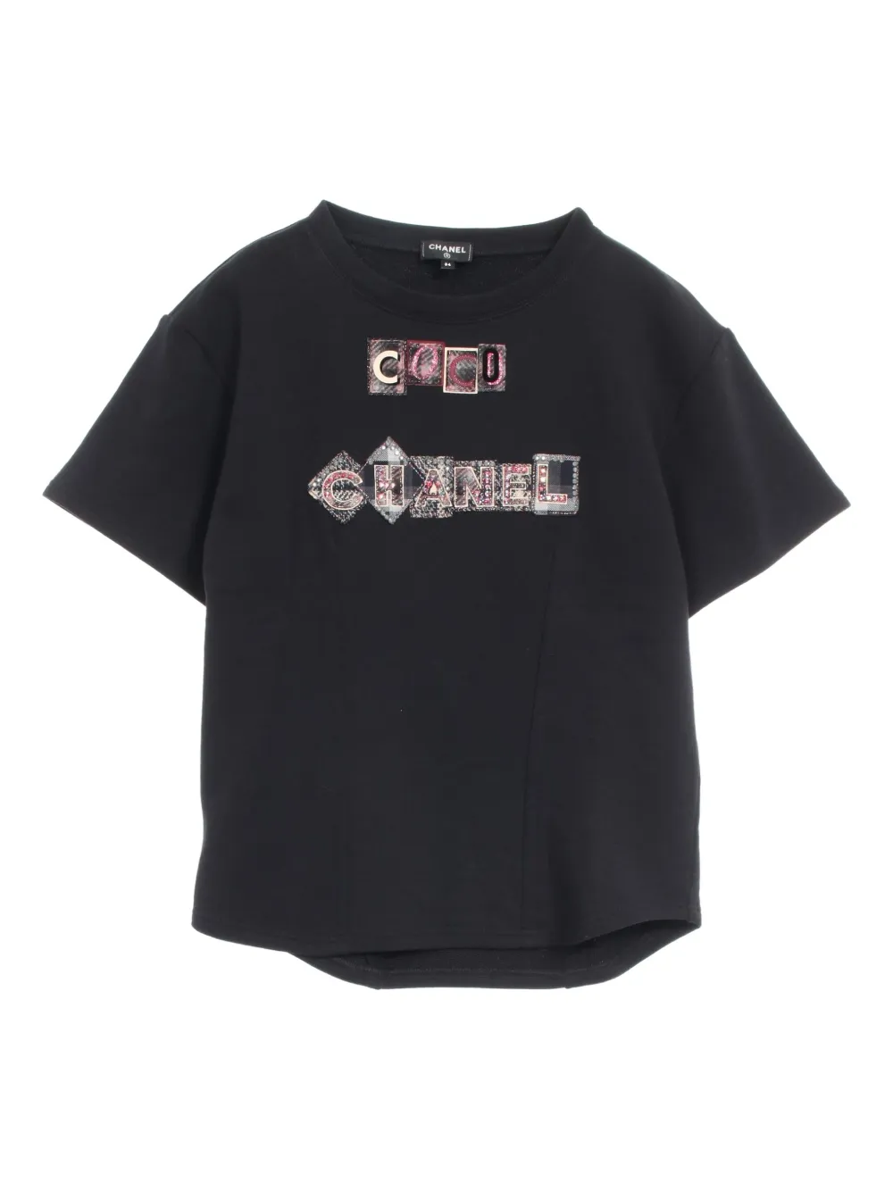 CHANEL Pre-Owned 1986-1988 ロゴ Tシャツ - ブラック CHANEL Pre-Owned 1986-1988 ロゴ Tシャツ - ブラック