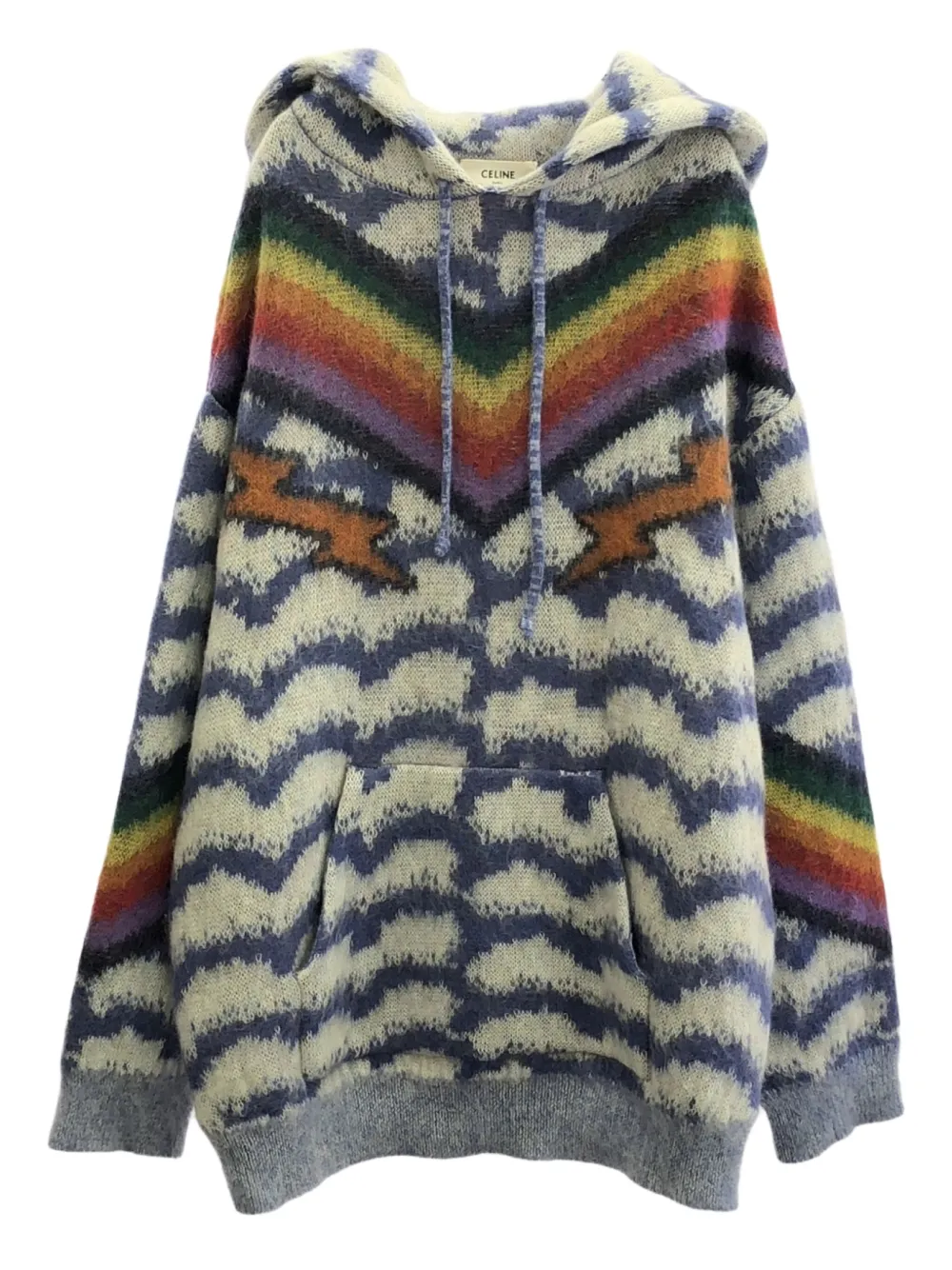 Céline Pre-Owned 2010s rainbow-pattern hoodie | White | Image 1