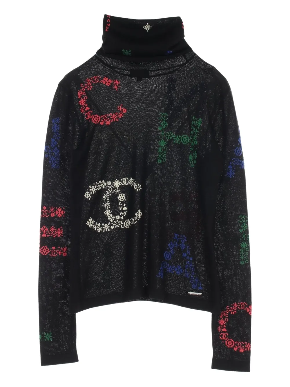 CHANEL Pre-Owned 1986-1988 ロゴ トップ - ブラック CHANEL Pre-Owned 1986-1988 ロゴ トップ - ブラック