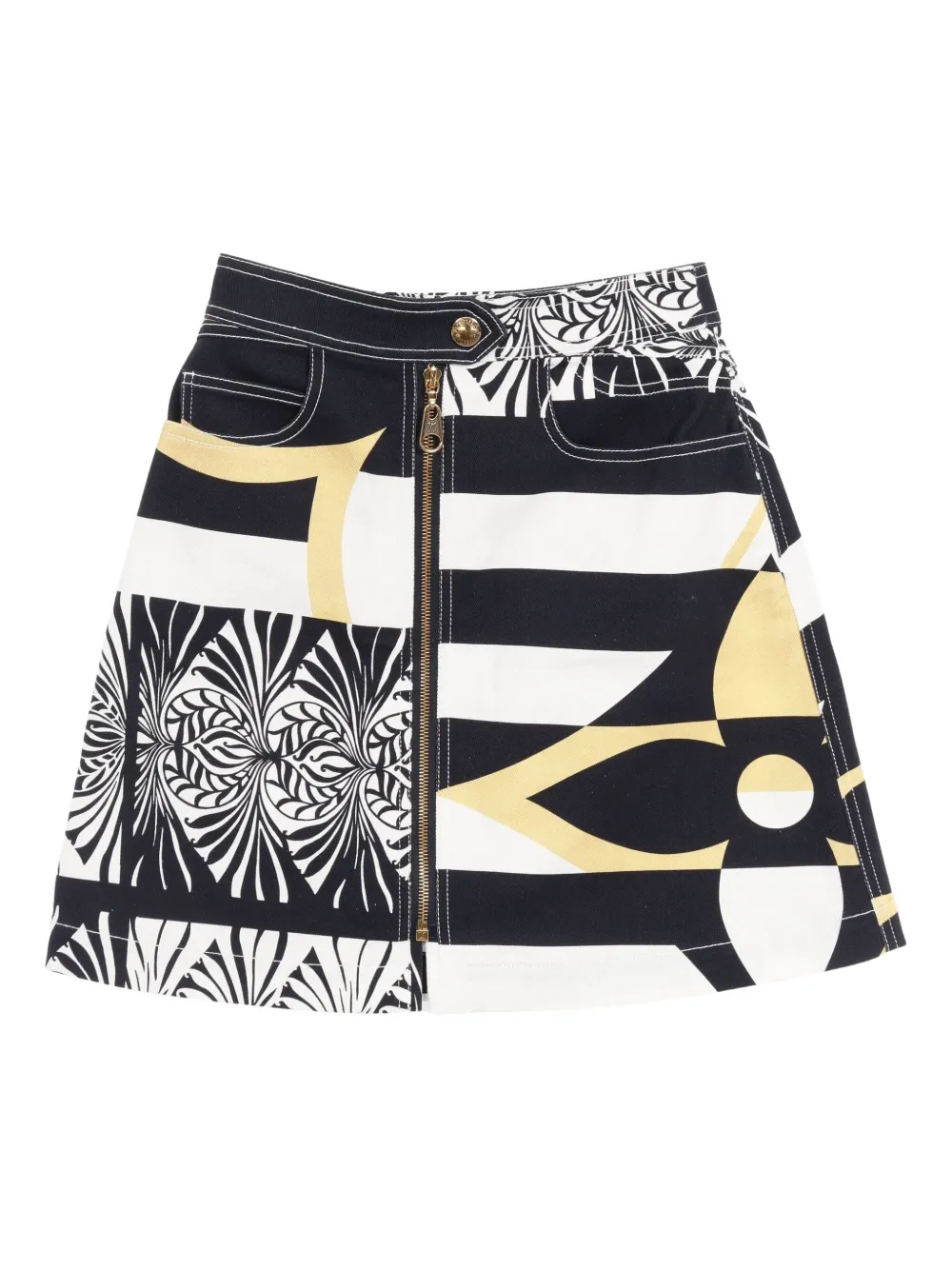 Pre-owned Louis Vuitton 2010s Monogram Blazon Zip Skirt In Black