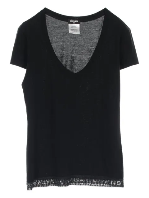 CHANEL Pre-Owned 1986-1988 lace-hem cotton t-shirt
