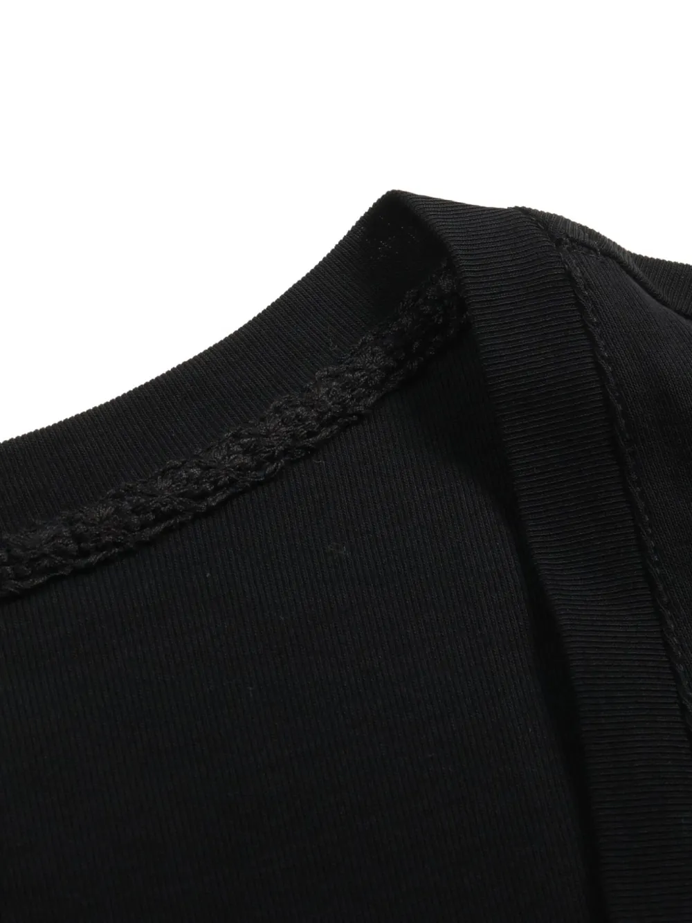 Pre-owned Chanel 1986-1988 Lace-hem Cotton T-shirt In Black