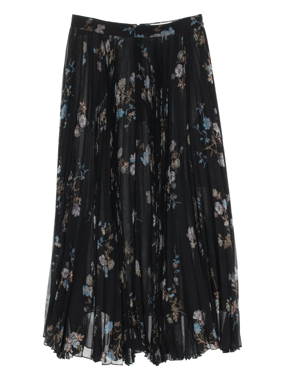 Pre-owned Celine 2010s Pleated Floral-print Skirt In Black