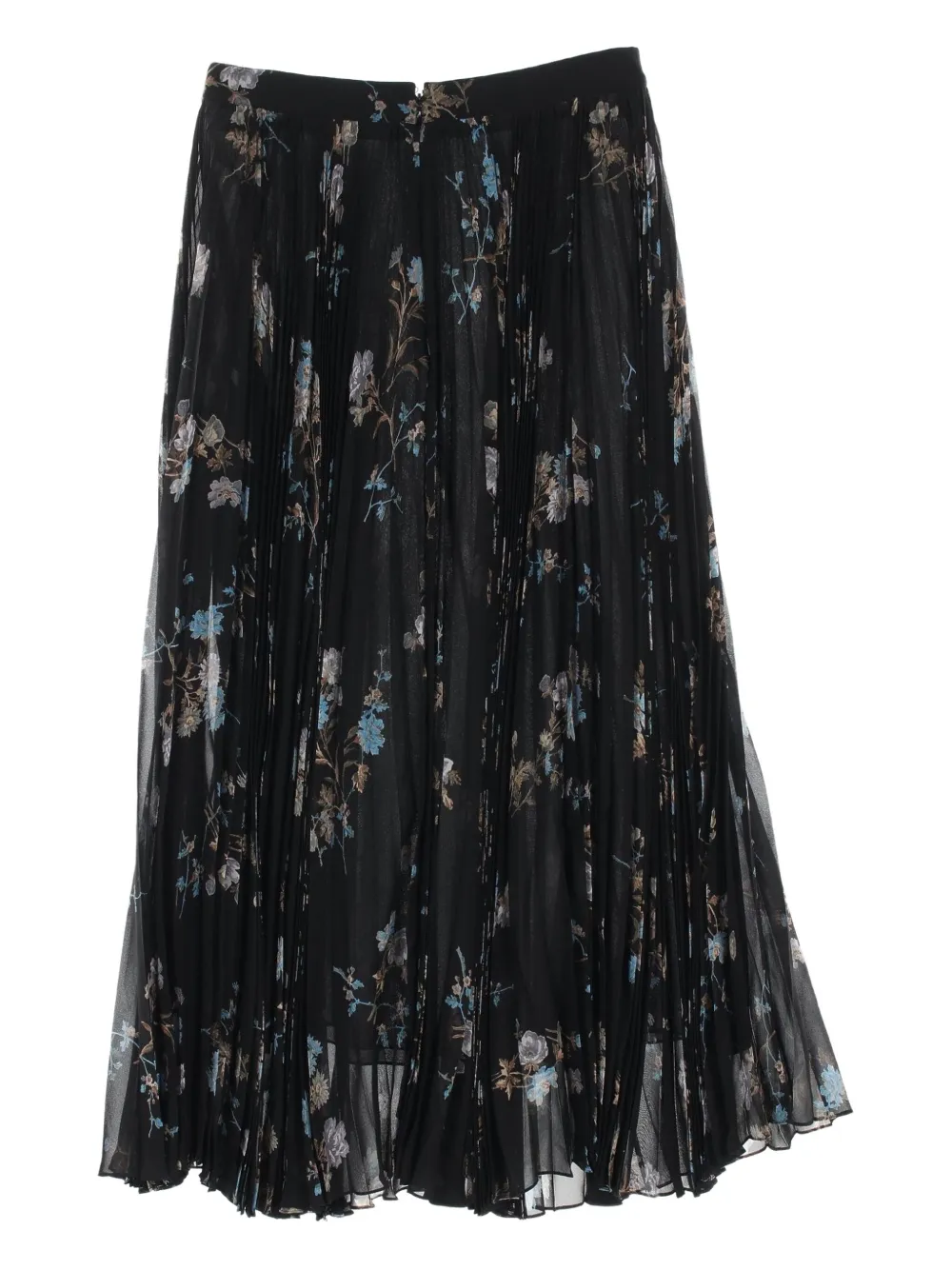 Pre-owned Celine 2010s Pleated Floral-print Skirt In Black