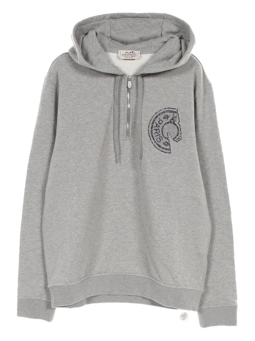 2010s half-zip embroidered hoodie