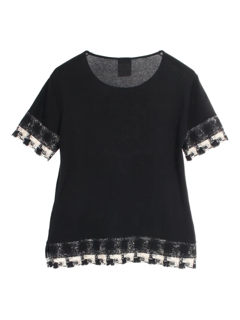 Pre-owned Chanel 1986-1988 Tweed-knit Cashmere Top In Black