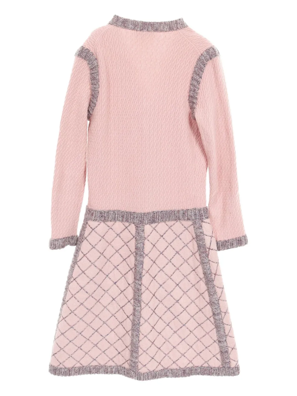 CHANEL Pre-Owned 1986-1988 Camellia gebreide jurk met knopen - Pink, Blue, Gray