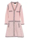 CHANEL Pre-Owned 1986-1988 Camellia buttoned knitted dress - Pink, Blue, Gray