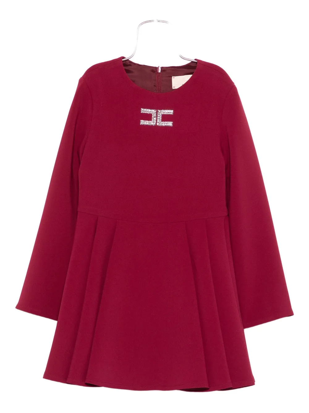Elisabetta Franchi La Mia Bambina logo-embellished flared dress - Rosso