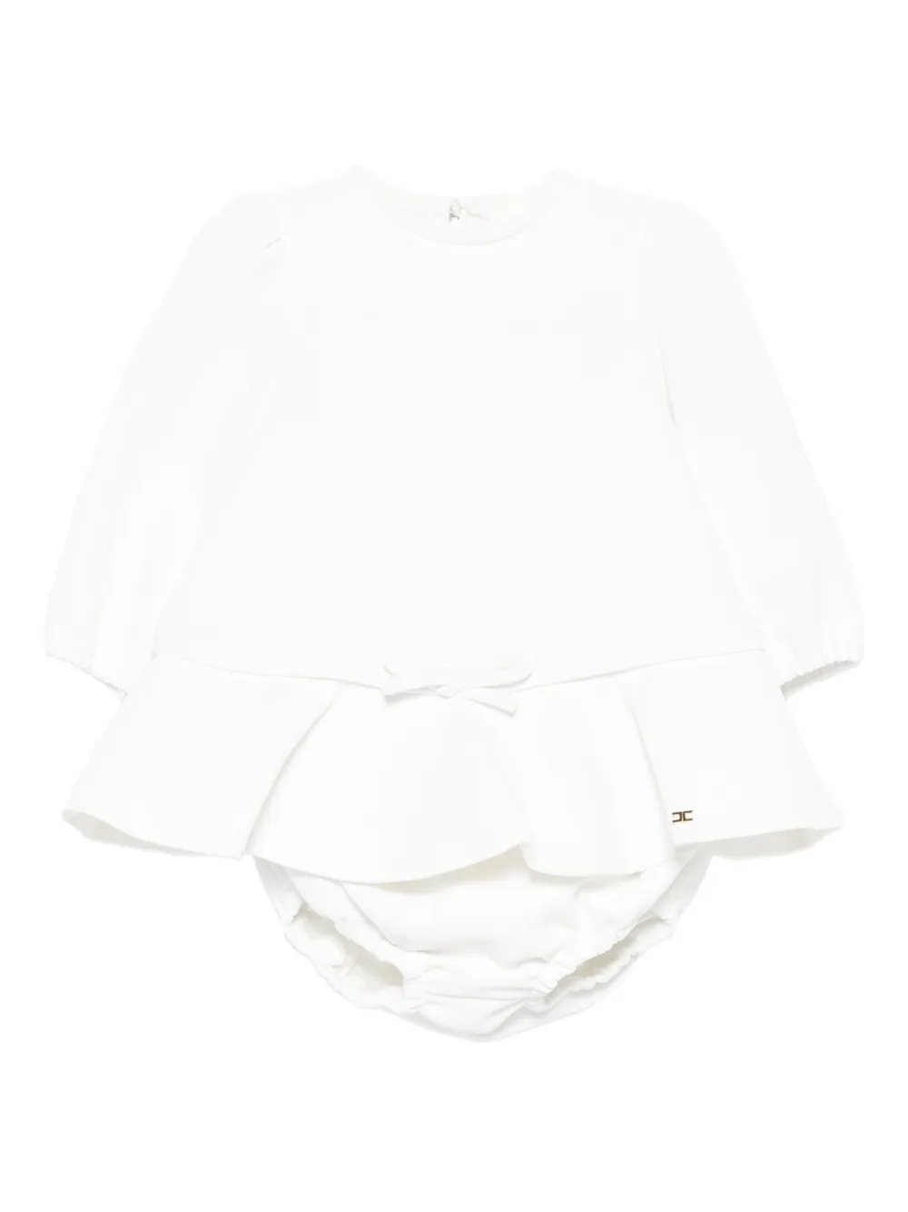 Elisabetta Franchi La Mia Bambina bow-detail ruffled dress Wit