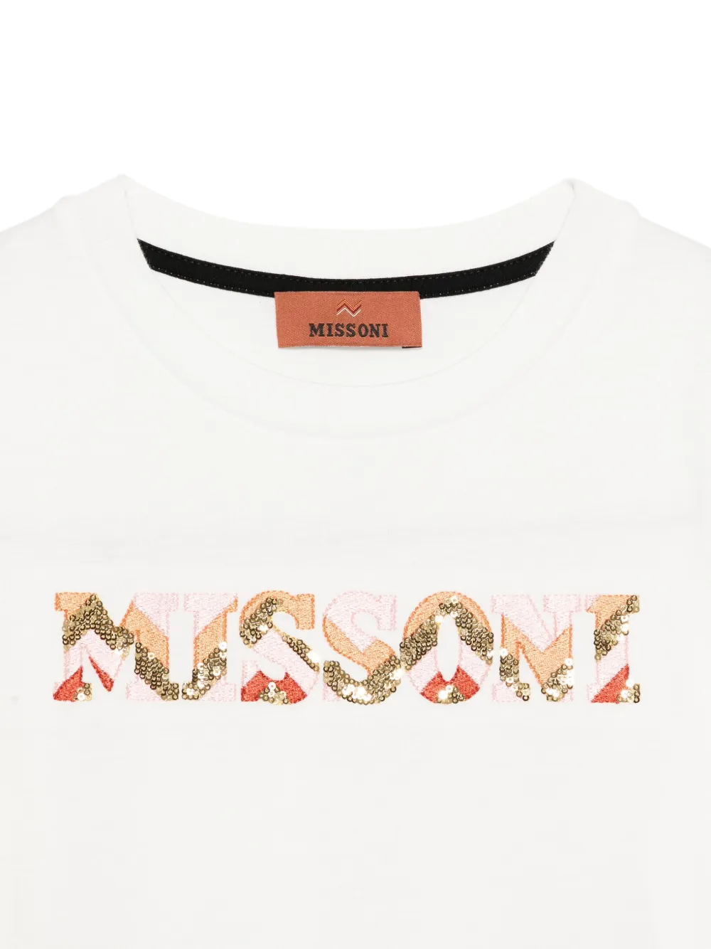 Missoni Kids sequin-embellished logo T-shirt Wit