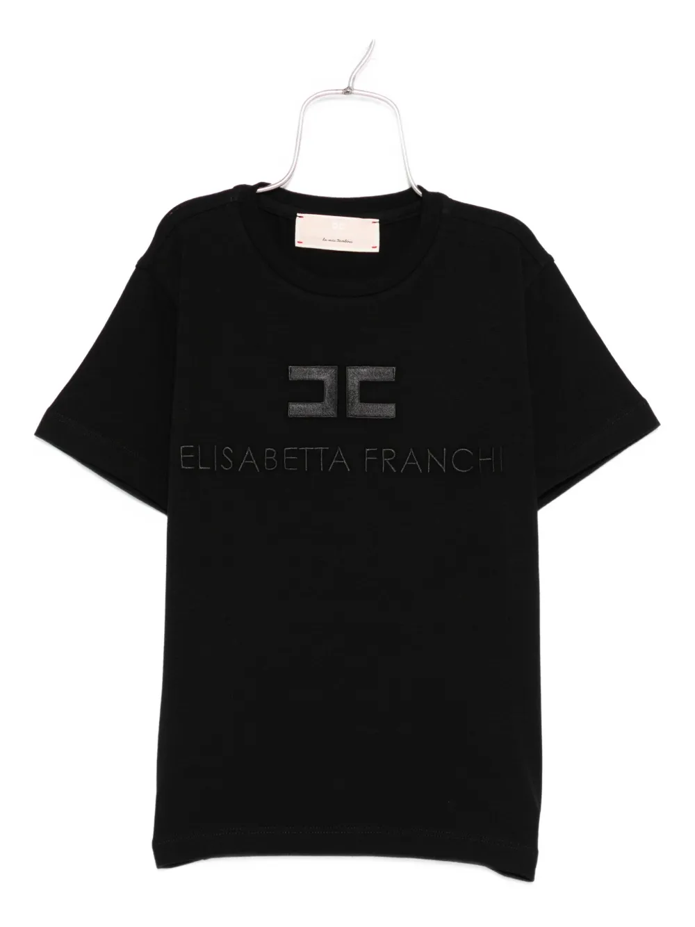 Elisabetta Franchi La Mia Bambina logo-embroidered cotton T-shirt Zwart