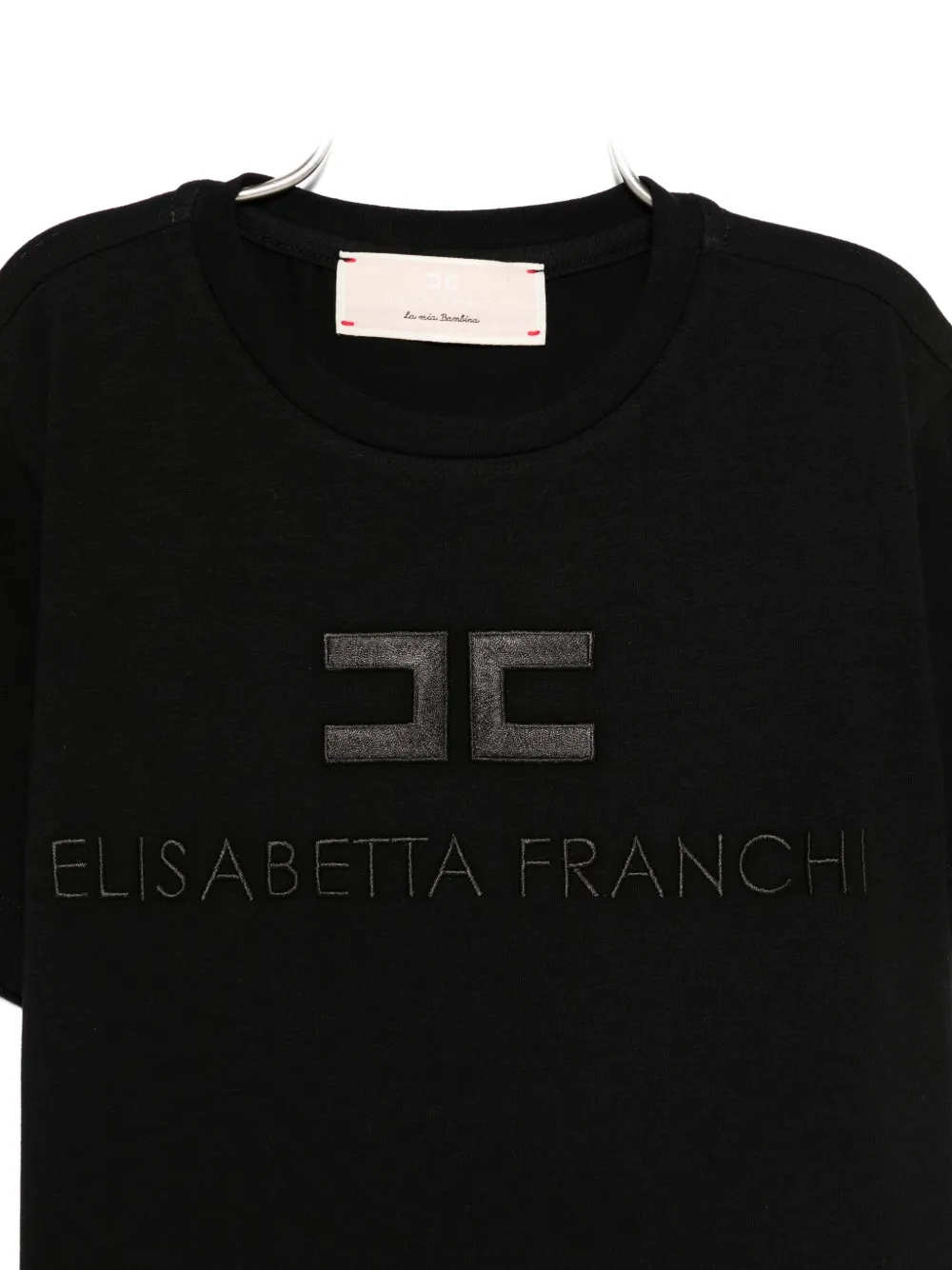 Elisabetta Franchi La Mia Bambina logo-embroidered cotton T-shirt Zwart