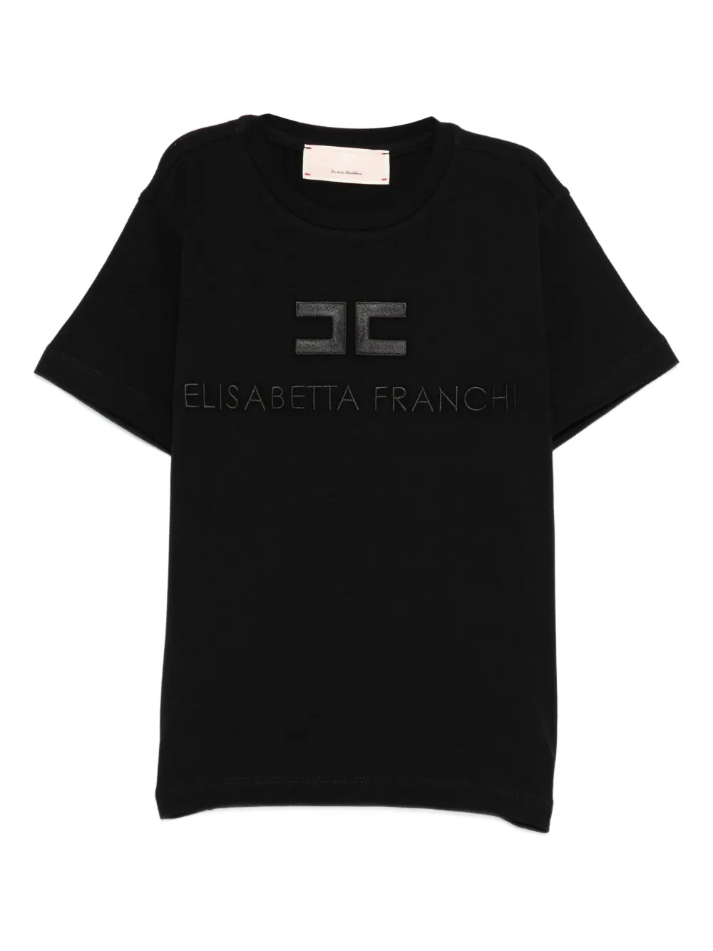 Elisabetta Franchi La Mia Bambina logo-embroidered cotton T-shirt Zwart