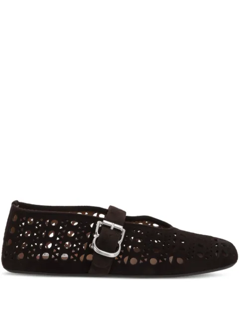 Alaïa perforated-suede ballet flats