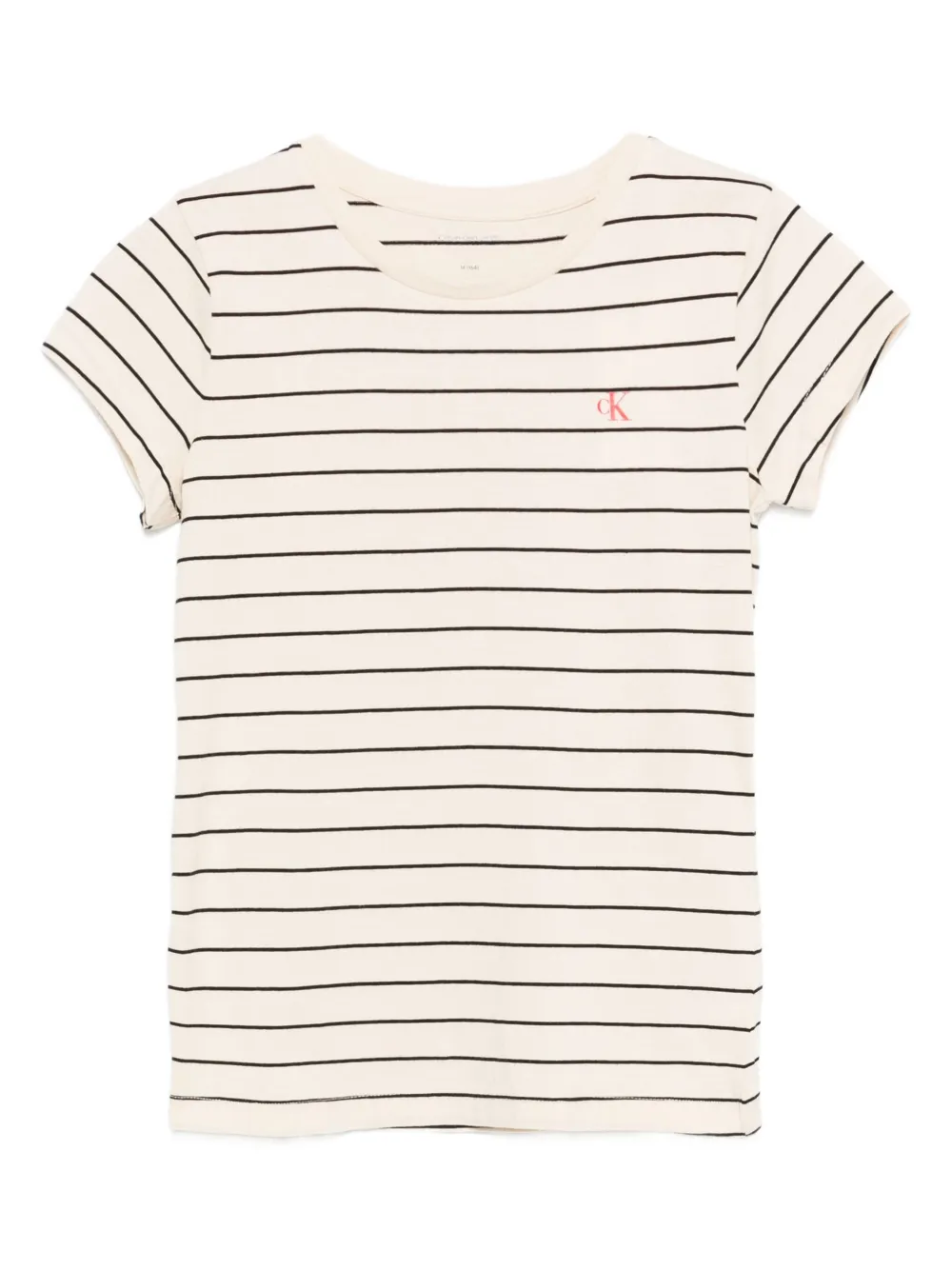Calvin Klein Kids Gestreept katoenen T-shirt Beige