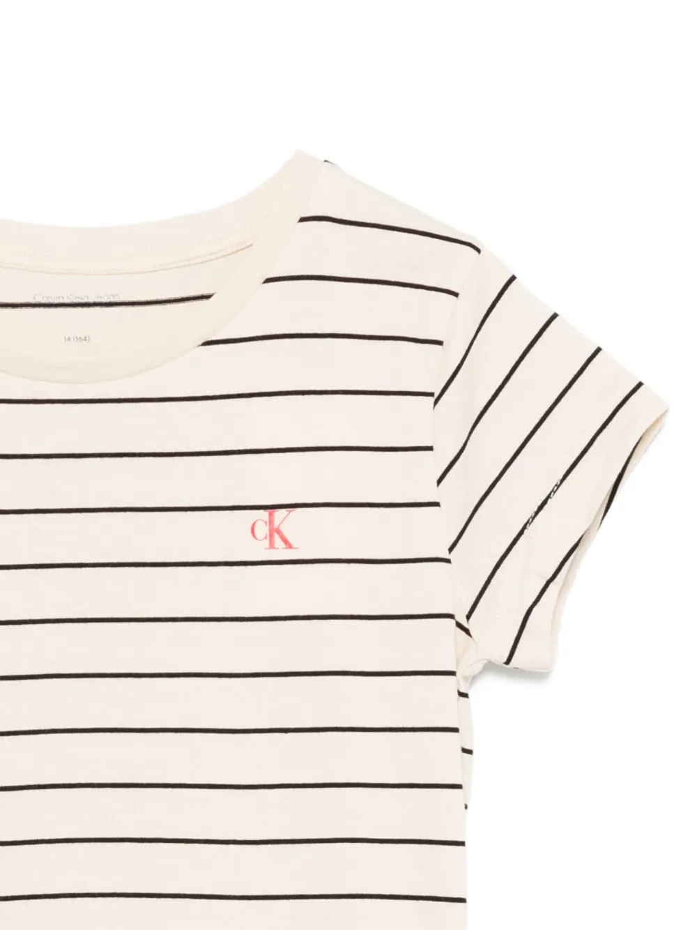 Calvin Klein Kids Gestreept katoenen T-shirt Beige
