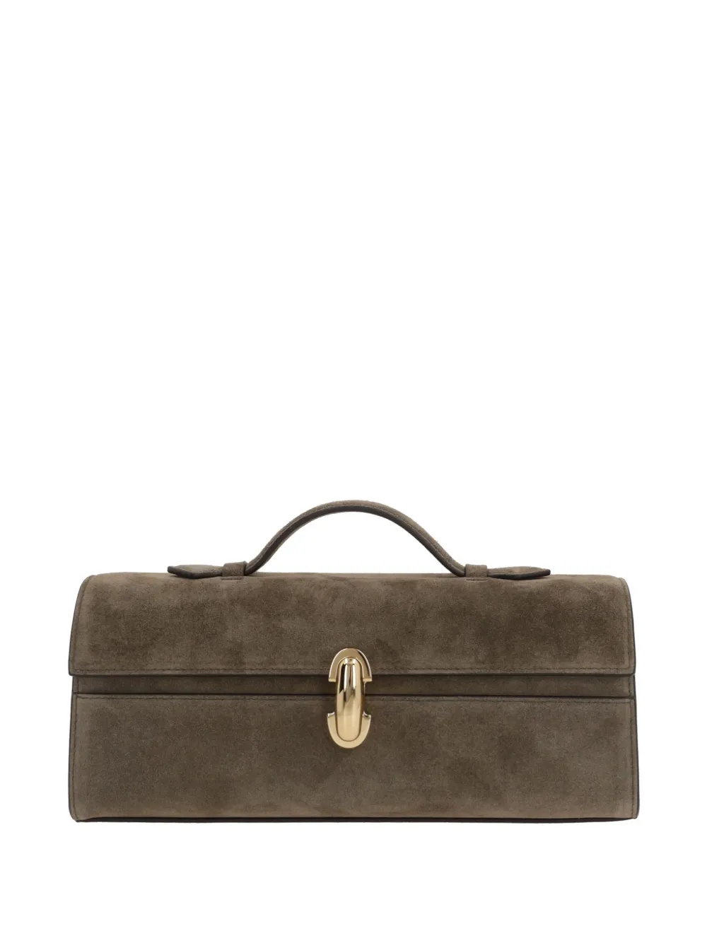 Savette Slim Symmetry Turn-lock Flat-handle Tote Bag In Brown
