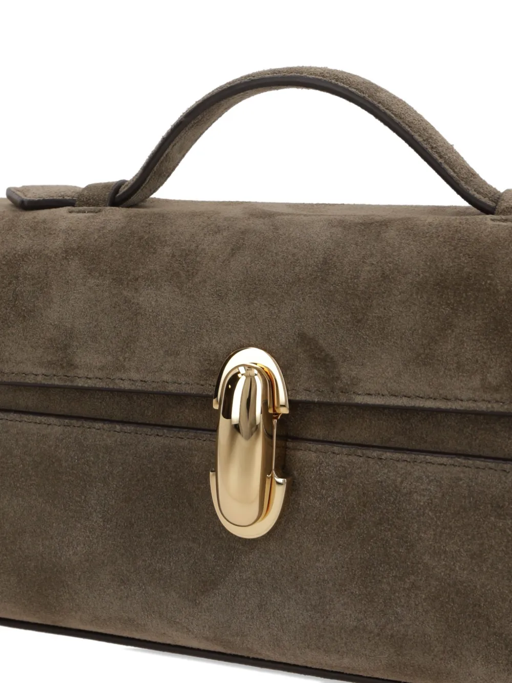 Savette Slim Symmetry Turn-lock Flat-handle Tote Bag In Brown