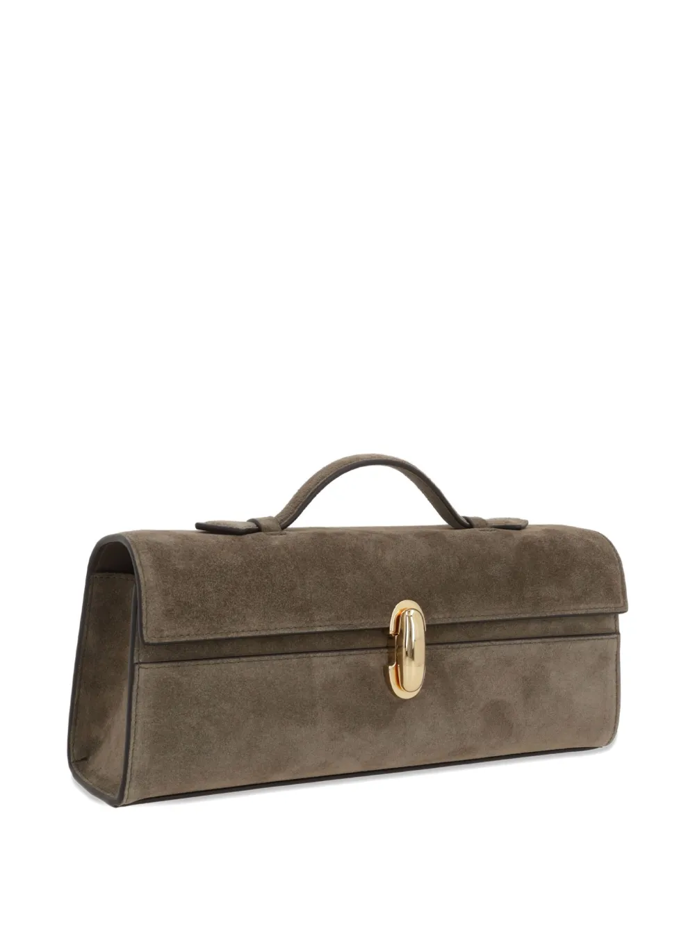 Savette Slim Symmetry Turn-lock Flat-handle Tote Bag In Brown
