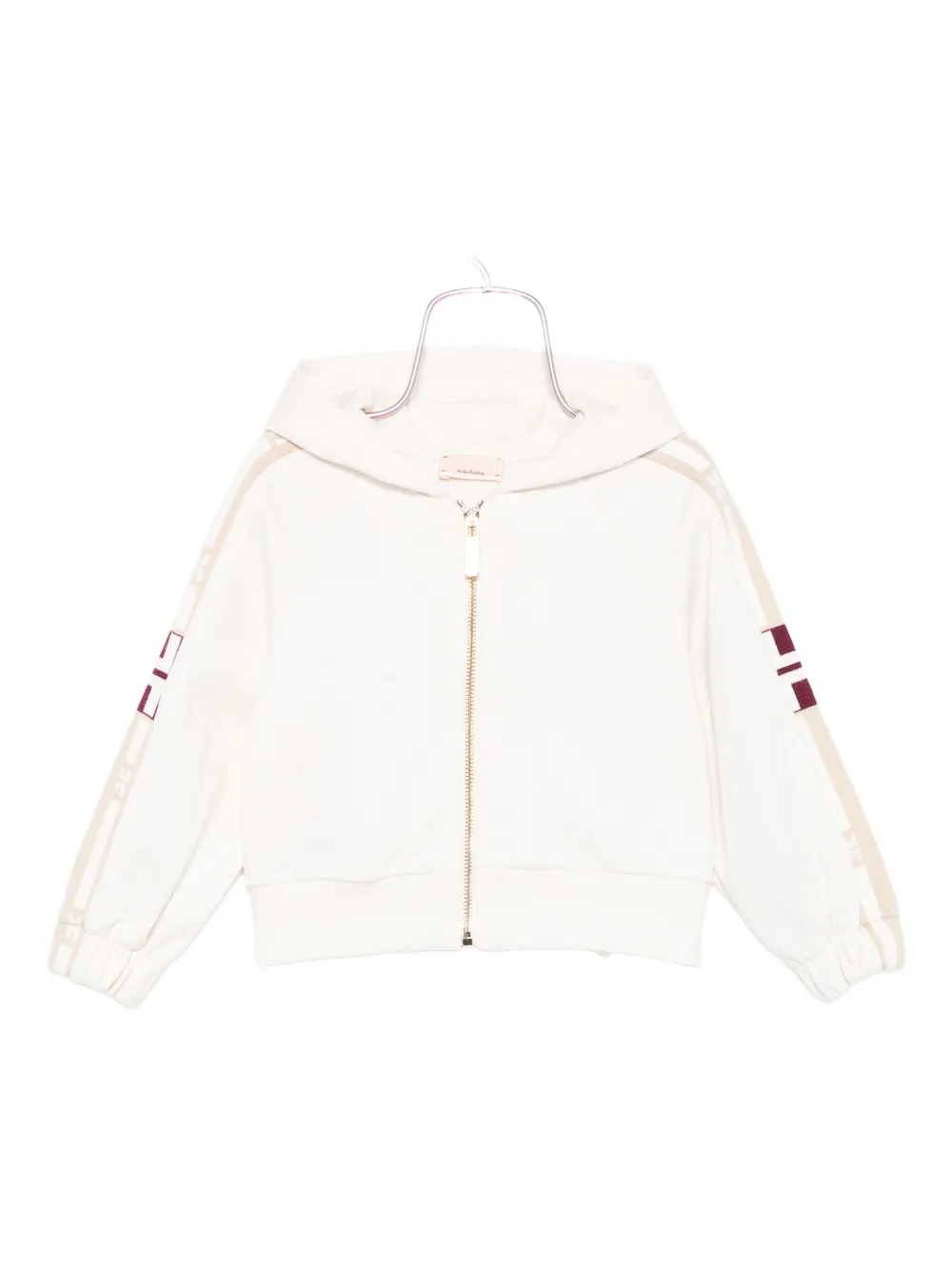 Elisabetta Franchi La Mia Bambina stripe-detail zip-up hoodie - ニュートラル Elisabetta Franchi La Mia Bambina stripe-detail zip-up hoodie - ニュートラル